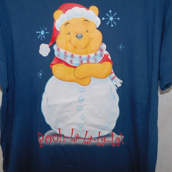 Disney Store VTG Winnie Pooh Christmas nightgown night T Shirt  Blue one size - Picture 7 of 10